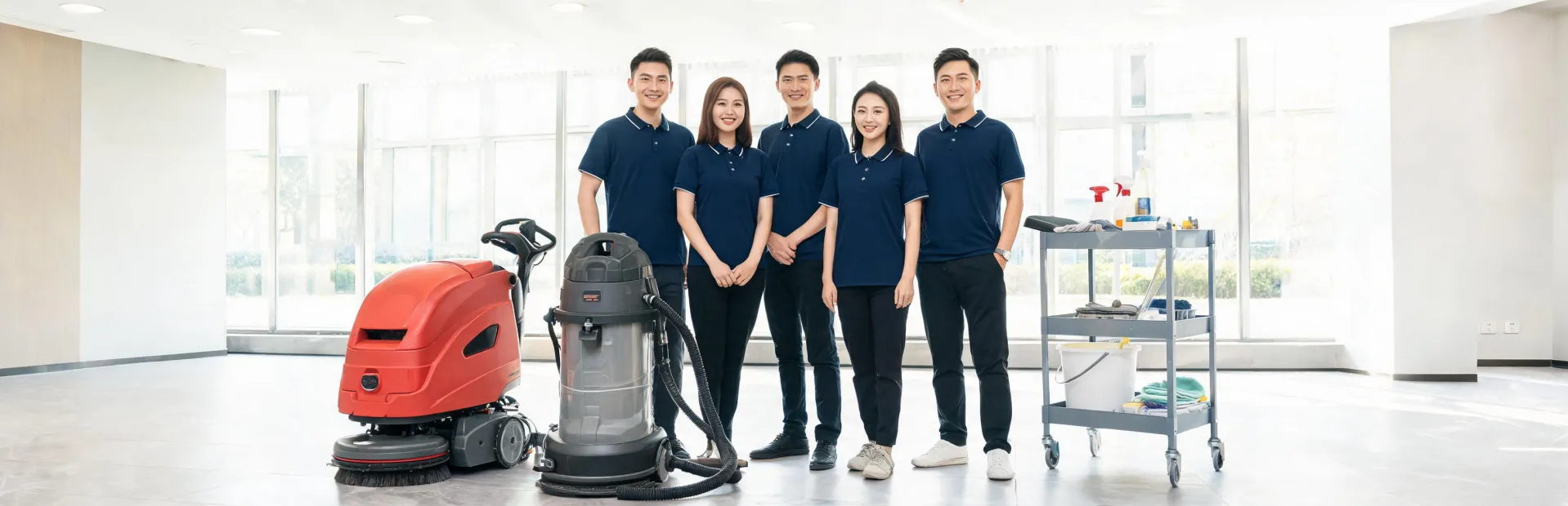 Numatic team and cleaning equipment showroom