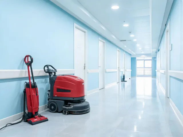 Healthcare corridor cleaning equipment